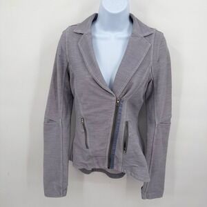 Lululemon Women's 6 Ride On Blazer Jacket Gray Zip Peplum Back Heathered